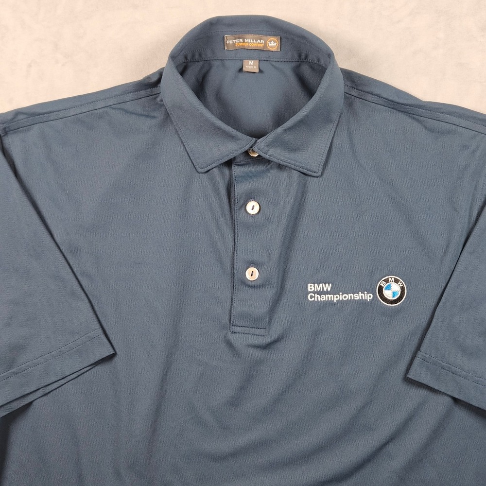 Peter Millar BMW Championship Polo Shirt Mens Medium Blue Summer Comfort Logo